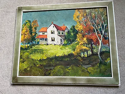  Vintage PA Farm House Impasto Oil Painting Signed Framed • $74.99