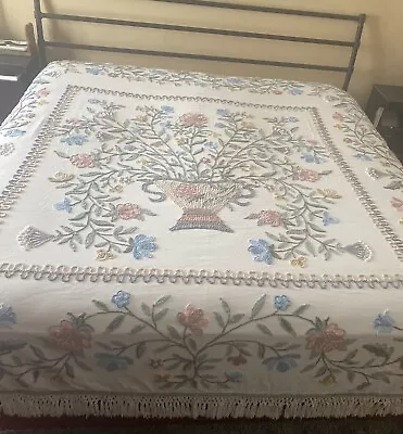 Vintage 92 X105  Chenille Bedspread Bountiful Basket By Cabin Crafts • $200