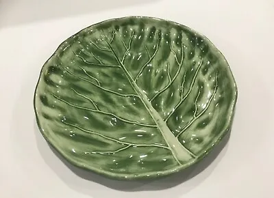 Green Cabbage Leaf Plate Platter 11 3/8  Made In Portugal • $12.10