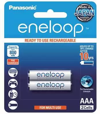 Panasonic Eneloop AAA 800mAh - 2 Pack Batteries Pre-Charged • $17.95