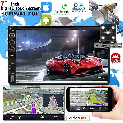 Double Din Car Stereo And Backup Camera Touch Screen Mirror Link Radio For GPS • $77.38