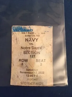 $5.99 • Buy Notre Dame Fighting Irish - Navy Midshipmen Ticket Stub 11/12/22 Ncaa Football