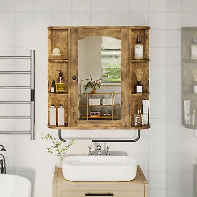 Home Wall Mount Bathroom Cabinet Kitchen Medicine Storage Organizer With Mirror • $51.79