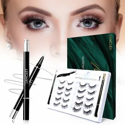 LANCILEY Magic Eyelashes And Eyeliner Kit -No Glue Non-Magnetic 10 Eyelashes Set • $20.95