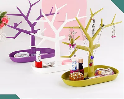 £9.99 • Buy Jewelry Bird Tree Display Stand Bracelet Earrings Ring Makeup Holder Rack Tray