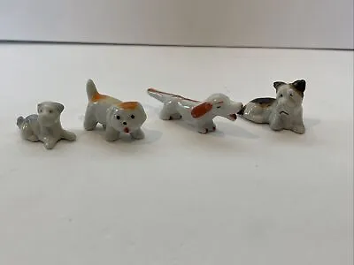 Lot Of 4 Vintage Dog Puppy Pup Figurines Porcelain Japan Dachshund Terrier • $15.90