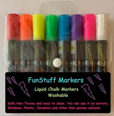 $14.95 • Buy 8 Pcs Liquid Chalk Board Window Marker Erasable Pen 8 Pack Great FunStuff Marker