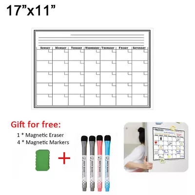 17  X 11  Monthy Calendar Dry Erase Magnetic Refrigerator Plan Board Reminder US • $9.91