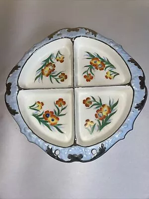 Vintage 1920s Moriyama Mori-Machi Ceramic Plate Relish Flowers Orange Yellow 9” • $12.72