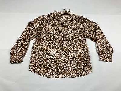 Women's J.Crew Blouse Top Shirt Size M Medium Long Sleeve Leopard Print #426 • $4.50