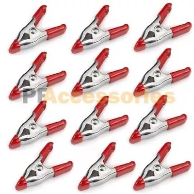 12x 2 Inch Mini Metal Spring Clamps W/ Red Rubber Tips Tool LOT Of 12 Pcs Pack • $8.69