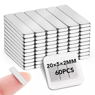 Neodymium Bar Magnets 20X5X2Mm 60Pcs Small Strong Rare Earth Magnets Strong Re • $9.50
