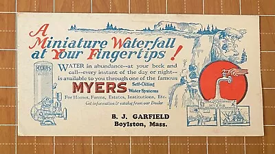 Myers Water Systems Ink Blotter~water From River To Faucet~garfield Boylston Ma • $14.99