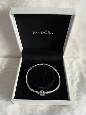 Genuine Silver Pandora Moments Snake Charm Barel Bracelet 16cm • £16