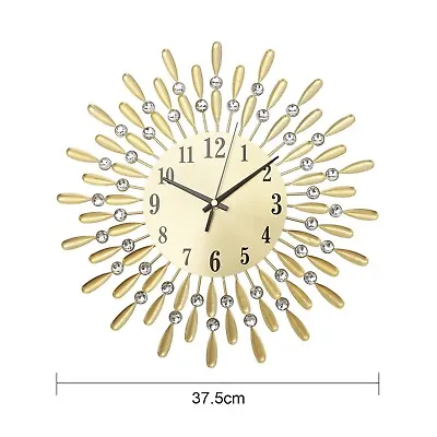 £18.99 • Buy 3D Retro Style Wall Clock Large Diamante Crystal Jeweled  Room Beaded Living