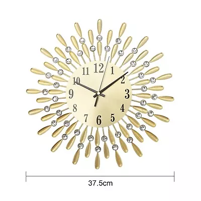 £18.99 • Buy 3D Retro Style Wall Clock Large Diamante Crystal Jeweled  Room Beaded Living