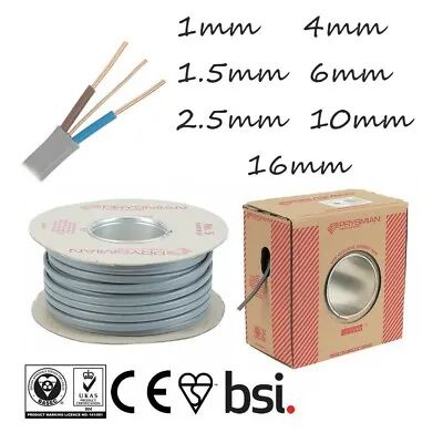 Twin And Earth 1mm 1.5mm 2.5mm Quality Electrical Cable Wire Cut To Size 6242Y • £3.49