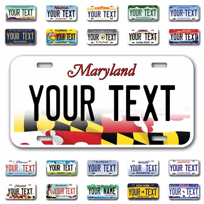 Custom State License Plates With Personalized Text Car 12x6- Moto 7x4 - Bike 6x3 • $17.99