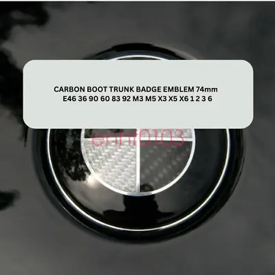 CARBON BOOT TRUNK BADGE EMBLEM 74mm   E46 36 90 60 83 92 M3 M5 X3 X5 X6 1 2 3 6 • $17.47