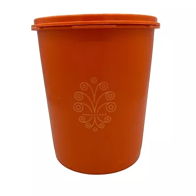 Tupperware Servalier Orange Medium Canister 809-5 With Sunburst Lid 810-27 Vntge • $12.95