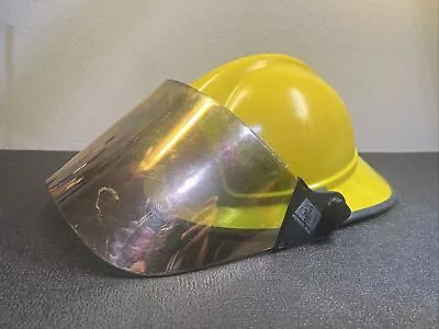 2010 MORNING PRIDE Fire Helmet YELLOW With Shield And Liner EUC FIREMAN DECOR !! • $85