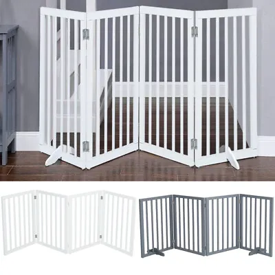 Baby Safety Fence Dog Gate Wooden Pet Cat PlayPen 3/4 Panels With Barrier Suppor • £30.95