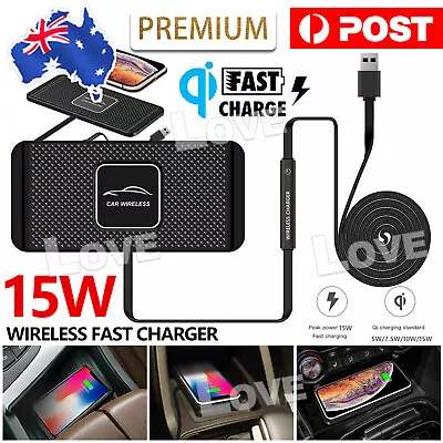 $16.95 • Buy Qi Car Wireless Charger Silicone Fast Charging Station Pad Non-slip Mat Dock 15W
