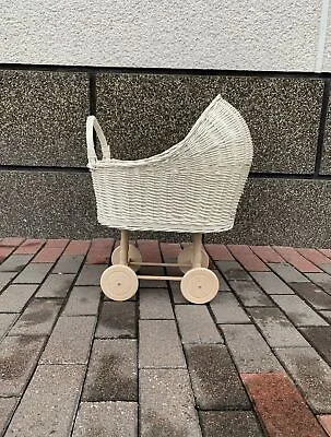 Doll Pram Rattan Eco Stroller Doll Baby Wicker Pushchair Dolls Carriage Trolley • $182.51