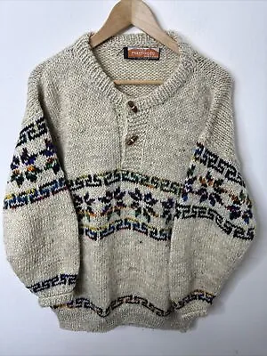 Namaste Sweater Chunky Hand Knit Himalayan 100% Wool Made In Nepal Hippie M/L • $45