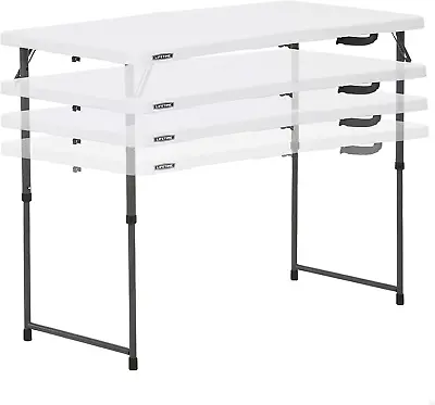 LIFETIME 92100 - Height-Adjustable Folding Table White 122 X 61 X 56-91.5 Cm • £76.21