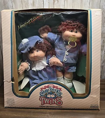 Vintage 1985 Coleco Twin Cabbage Patch Kids In Box Boy Girl Brown Hair NEW • $110