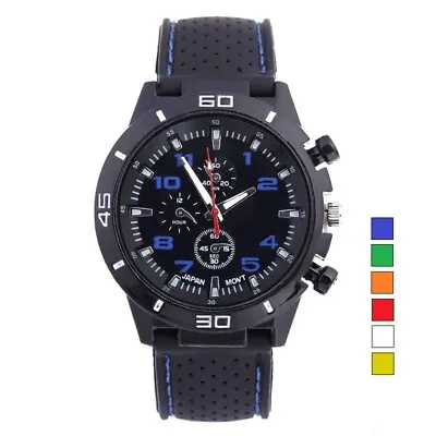 £5.99 • Buy Mens Watches Sports Wrist Boys Army Silicon Strap Quartz Cheap Men Watch Black