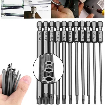 11x Long Reach Torx Star Hex Security Bit Set Tamper Proof Screwdriver Bits✿ • £4.89