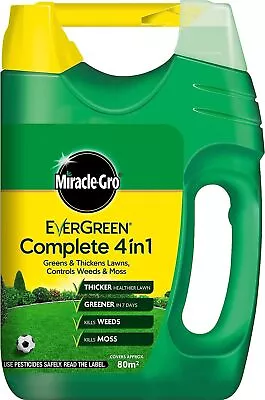 Miracle Gro Lawn Feed EverGreen Complete 4in1 Spreader Weed & Moss Killer 80m2 • £18.99