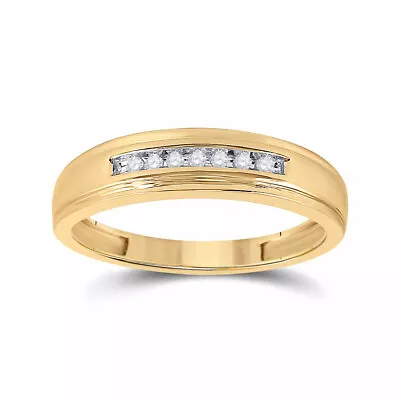 14kt Yellow Gold Mens Round Diamond Wedding Band Ring 1/12 Cttw • $421.20