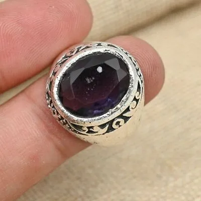 Amethyst Gemstone Statement Ring 925 Sterling Silver Men's Ring All Size R184 • $16.14