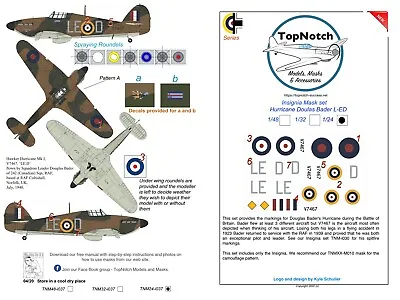 TopNotch Hurricane Insignia LE-D Douglas Bader Vinyl Mask Set • £15.75