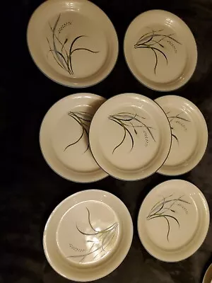 7 CORELLE Coastal Breeze Blue Green Wheat Grass 8 1/2  Luncheon Plates ( Bin 56  • $60