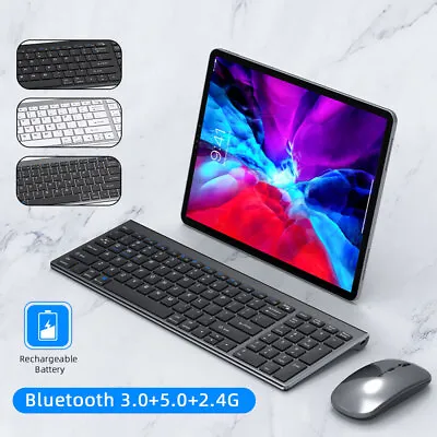 Wireless Bluetooth Keyboard Mouse USB Rechargeable Ultra-Slim 3Mode For Mac IPad • £21.08