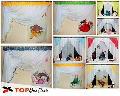 £21.99 • Buy Amazing Children Voile Curtains For Kids Boys Girls Printed Disney Cars Frozen