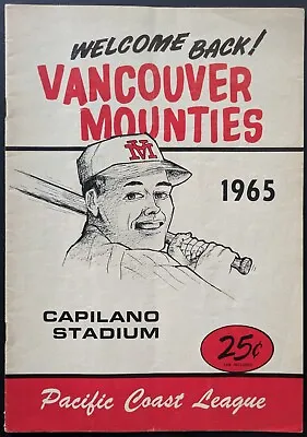 1965 Vancouver Mounties Capilano Stadium Pacific Coast League Baseball Program • $25