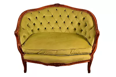 Antique Original French Carved Tufted Sofa Loveseat Settee Chaise Lounge Chair • $1868.75