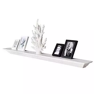 WELLAND White 60 Inch Fireplace Mantel Shelf Wall MountedSolid Pine Wood • $135.90