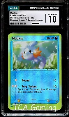 CGC 10 GEM MINT Mudkip 010 REVERSE HOLO Black Star PROMO Pokemon Card • $119.99