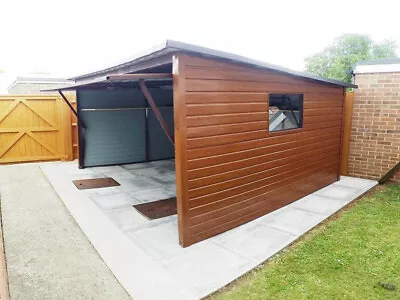 Wood Effect Secure Garage 12x10ft Bike Shed Motorbike Or Garden Workshop Safe • £3735