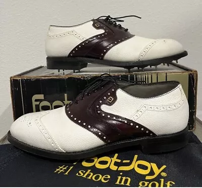 NEW Vintage Footjoy Classics Lites Mens Golf Shoes 52217 WH/BURG 9.5C • $345