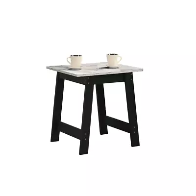 Kenzo 19  End Table With Faux Marble Top Finish Particle Board Rectangular Black • $60.84