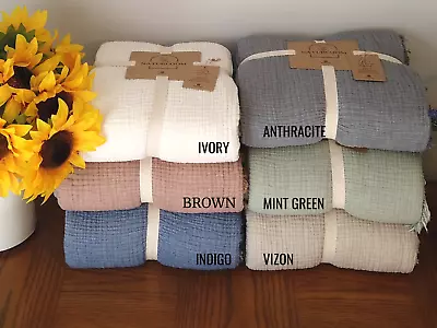 100% Soft 4 Layer Gauze Blanket Cotton Muslin Bedcover Boho Throw Blanket • $27.99