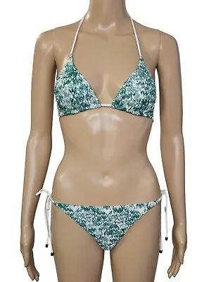 MISSONI MARE NWOT $510 Green / White Triangle Bikini Set Sz 42 / 6 US • $229