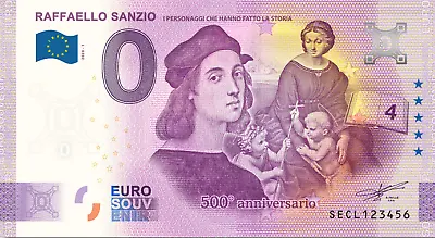 €0 Zero Euro Souvenir Official Italy Banknote 2020 - Raffaello Sanzio • £3.16